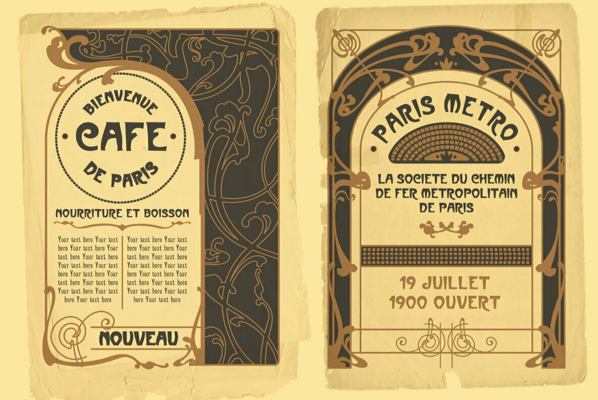 Vintage Art Nouveau Style Design Templates 3