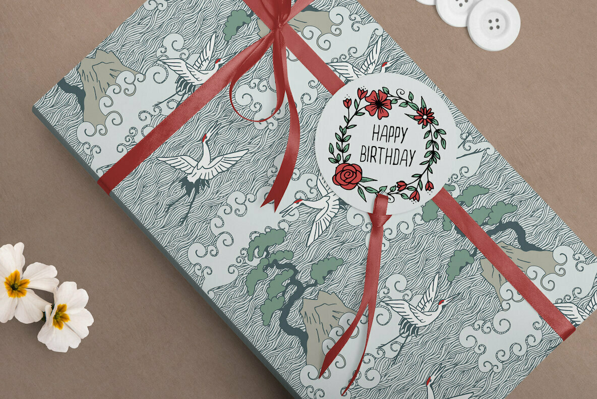 Japanese Cranes   Seamless Patterns 2