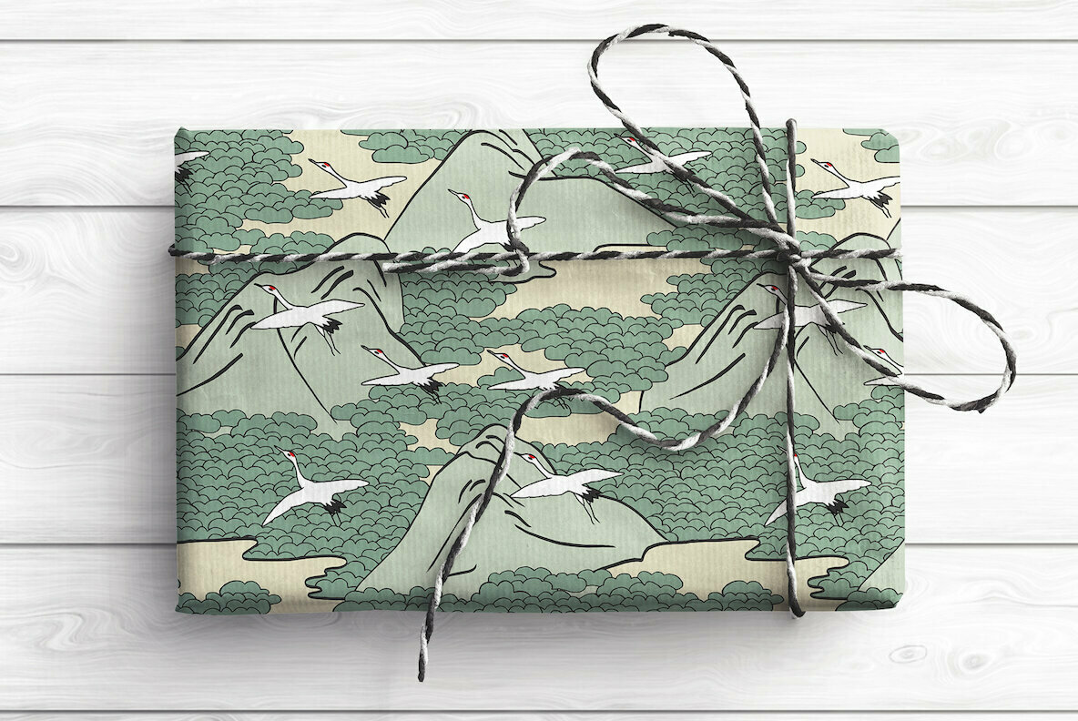 Japanese Cranes   Seamless Patterns 3