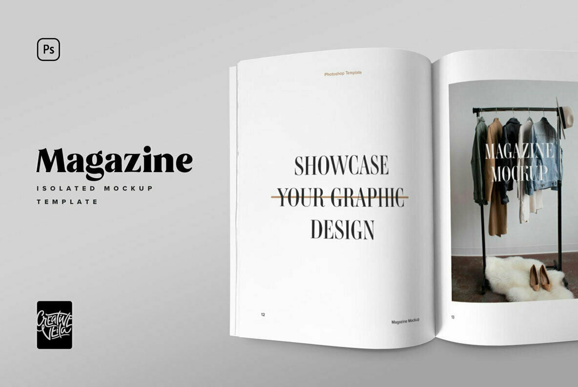 Minimalistic Magazine Spread Mockup Minimalistic Magazine Spread Mockup