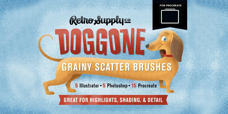Doggone Grainy Scatter Brushes for Procreate
