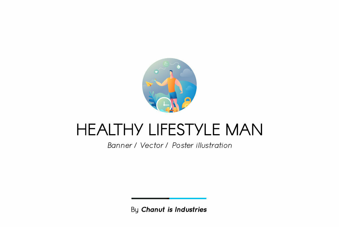 Healthy Lifestyle Man Premium Illustration pack 1