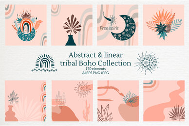 Abstract  Linear Tribal Boho Collection