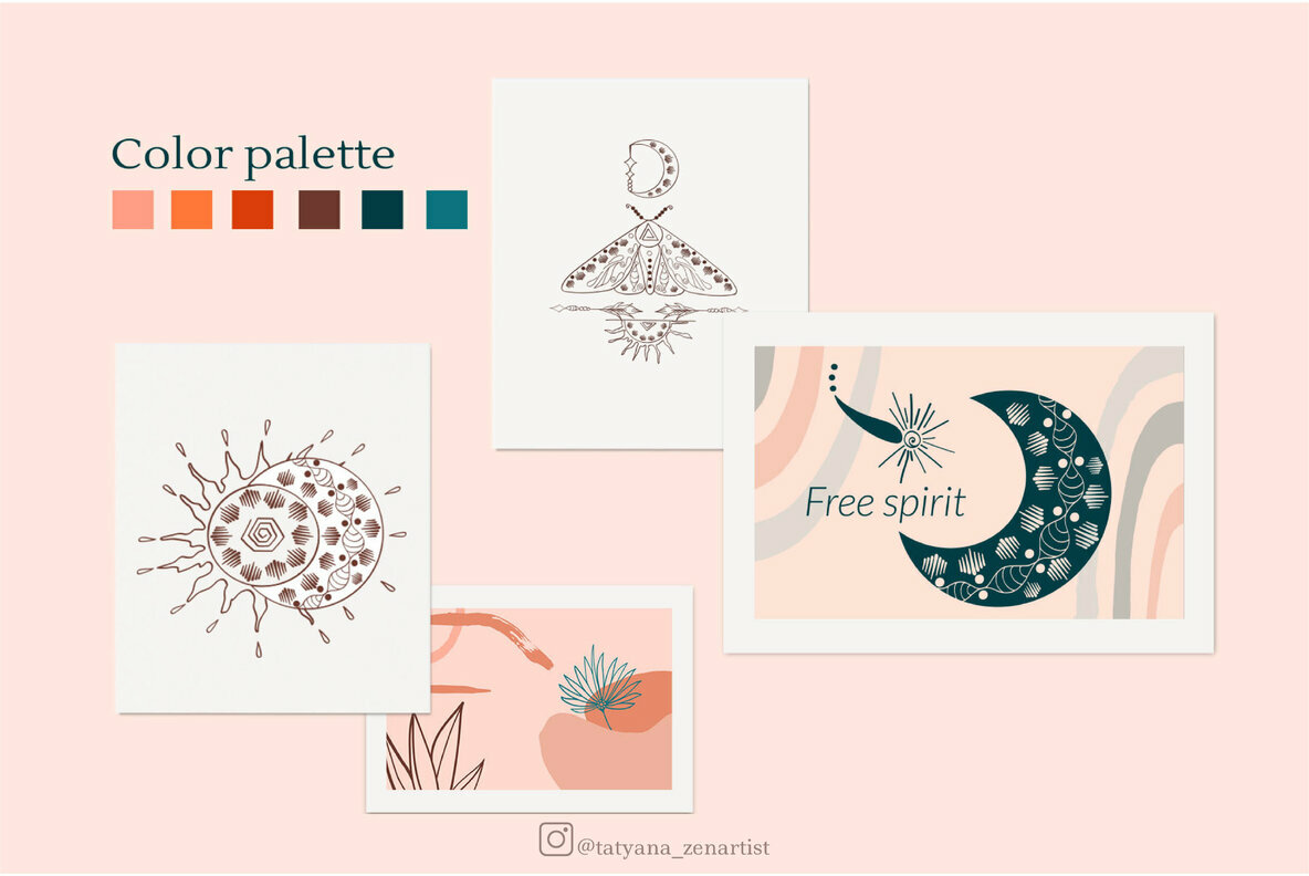 Abstract   Linear Tribal Boho Collection 5