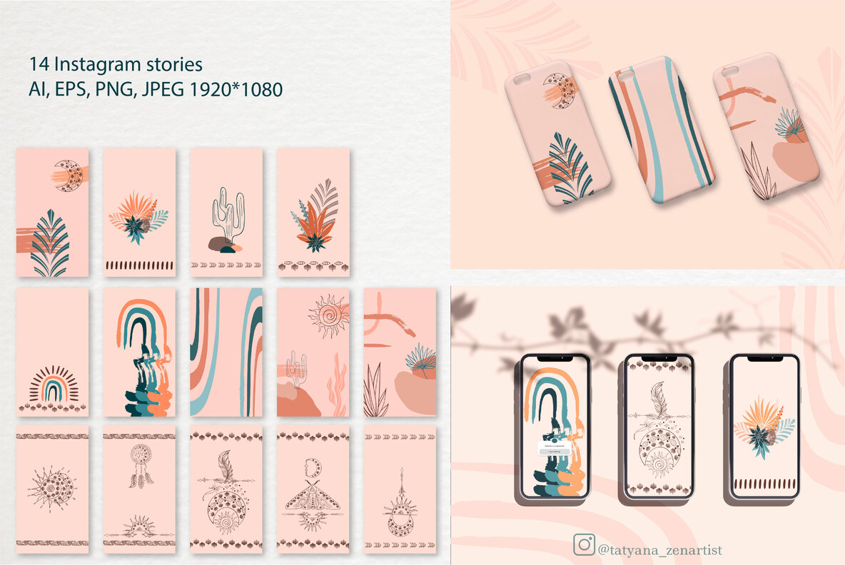 Abstract   Linear Tribal Boho Collection 6