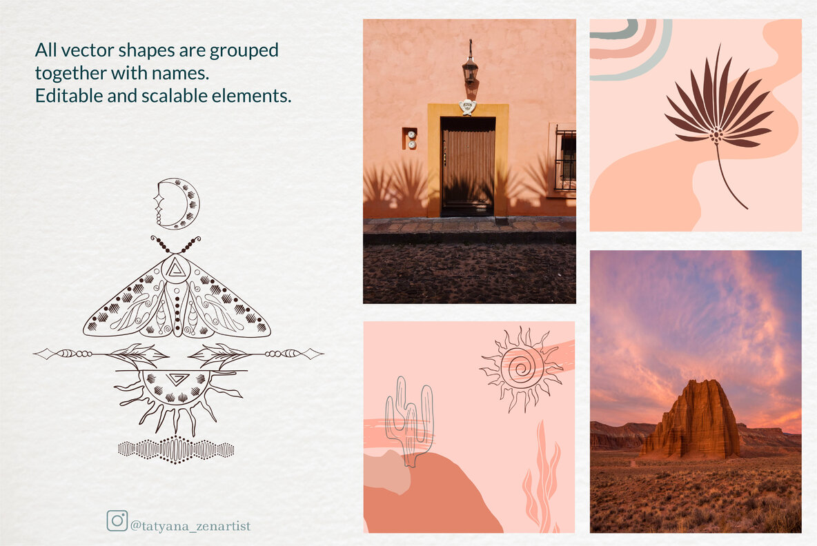 Abstract   Linear Tribal Boho Collection 10