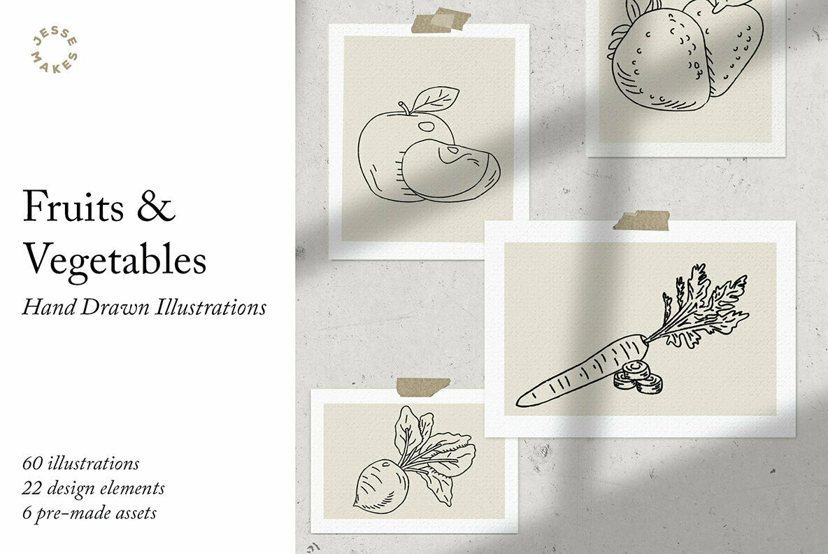 Fruits Vegetables Illustrations Fruits Vegetables Illustrations