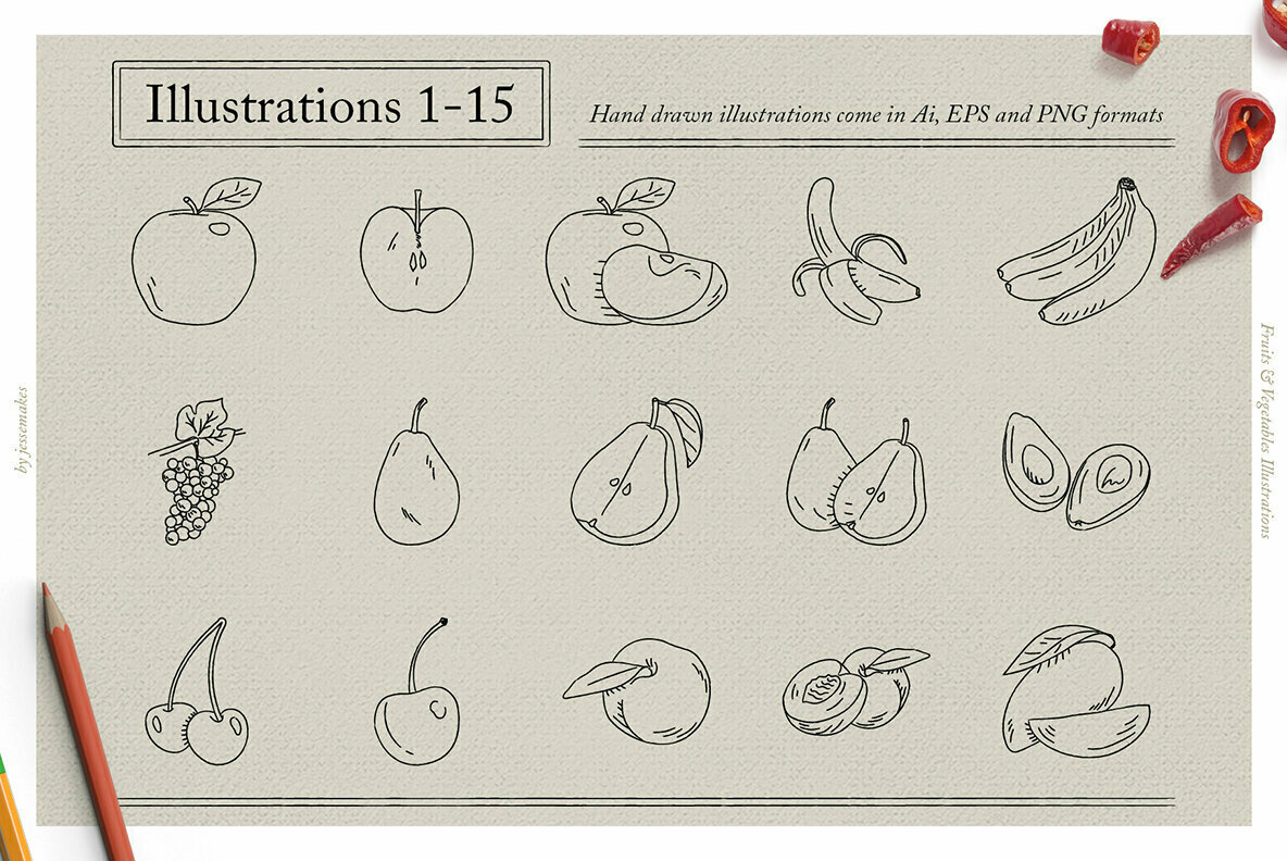 Fruits Vegetables Illustrations Fruits Vegetables Illustrations