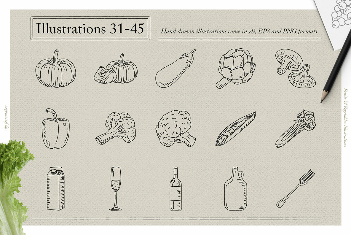 Fruits Vegetables Illustrations Fruits Vegetables Illustrations