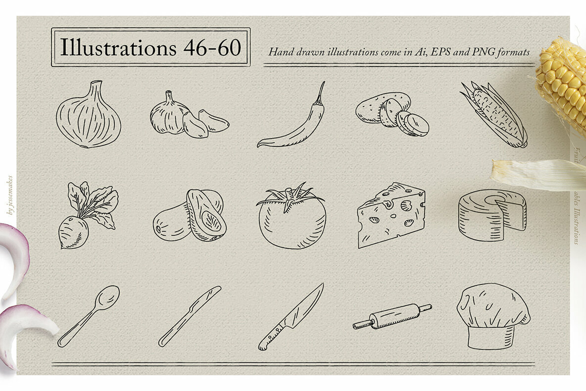 Fruits Vegetables Illustrations Fruits Vegetables Illustrations