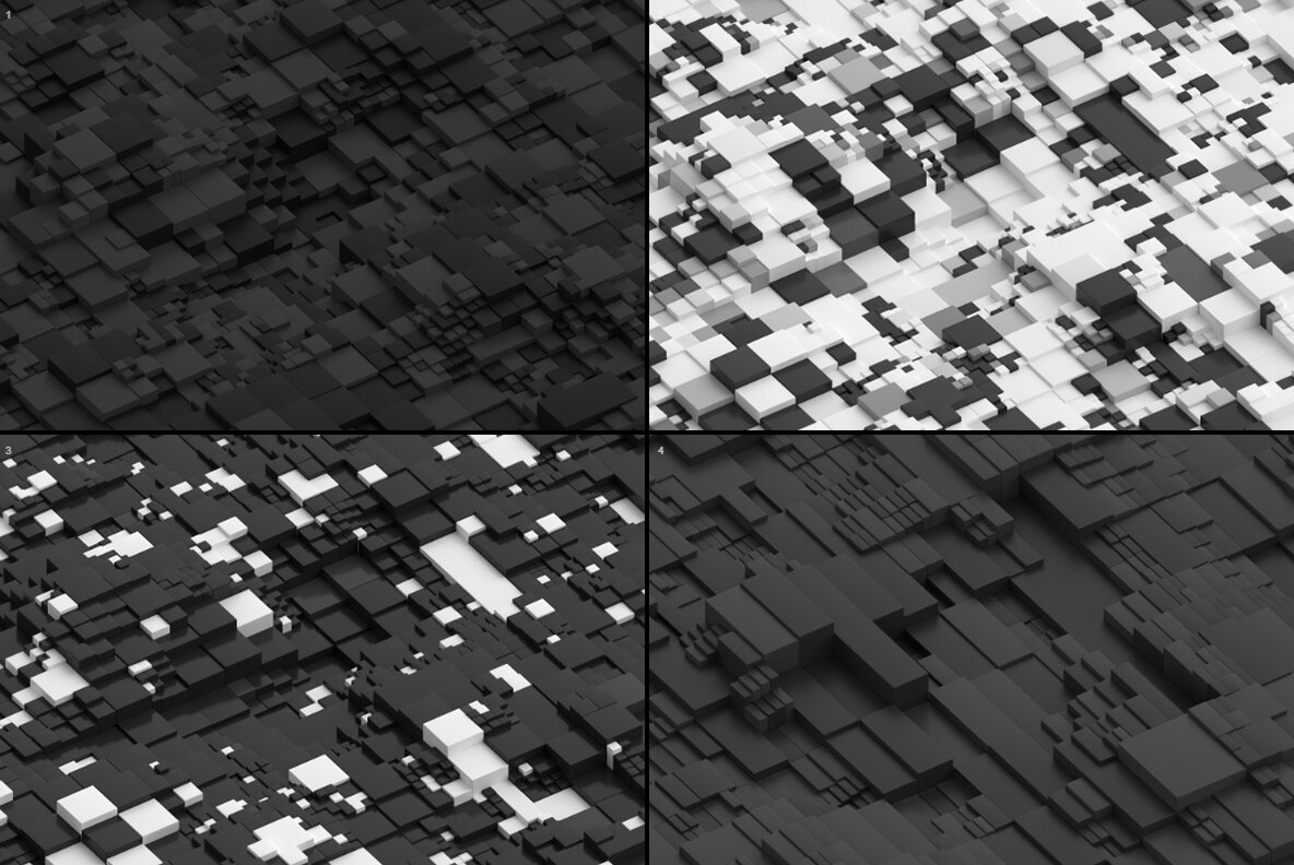 Greeble   Abstract 3D  Gray Black and White  6