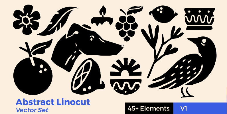 Abstract Linocut Vector Set
