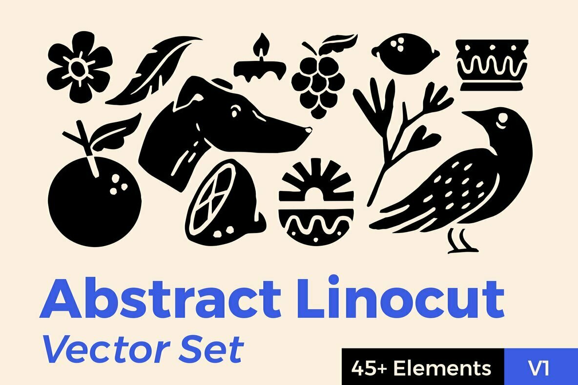 Abstract Linocut Vector Set 1