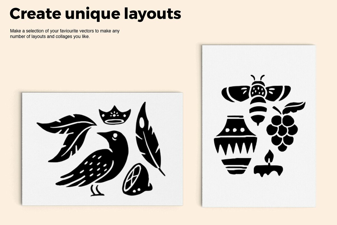 Abstract Linocut Vector Set 6