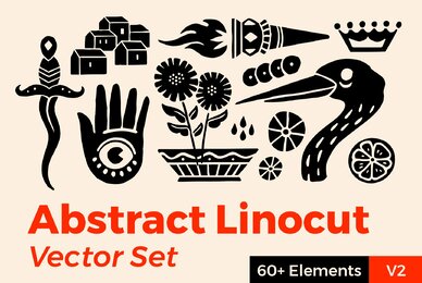 Abstract Linocut Vector Set II
