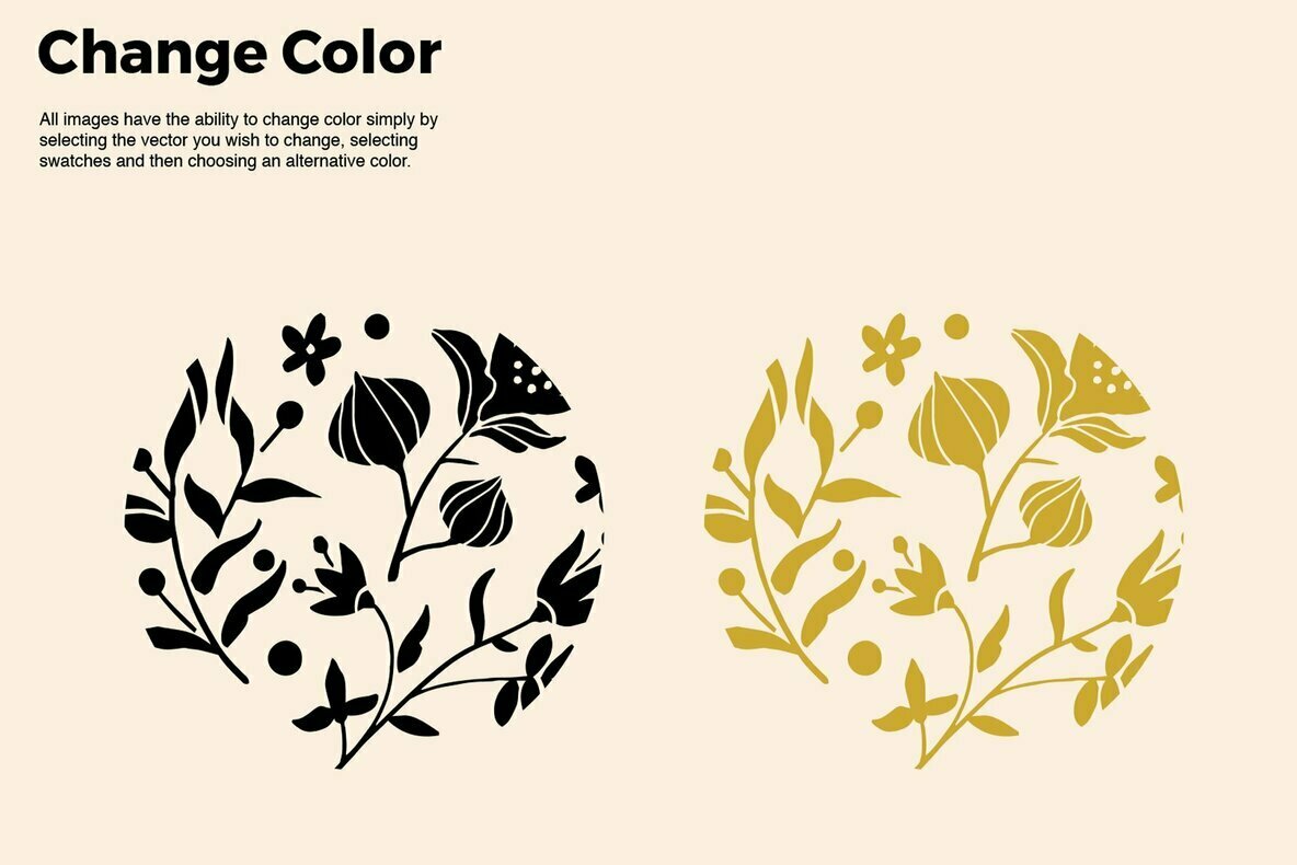 Botanical Linocut Vector Set Botanical Linocut Vector Set