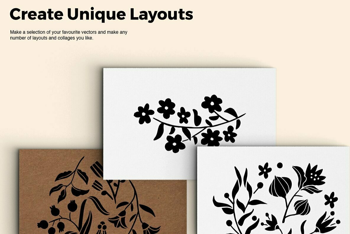 Botanical Linocut Vector Set Botanical Linocut Vector Set