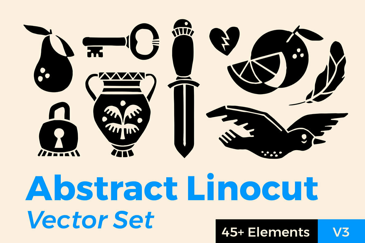 Abstract Linocut Vector Set III 1