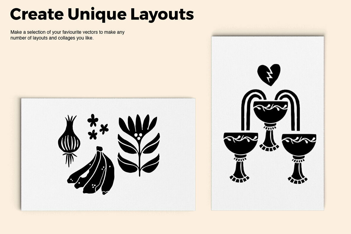 Abstract Linocut Vector Set III 4