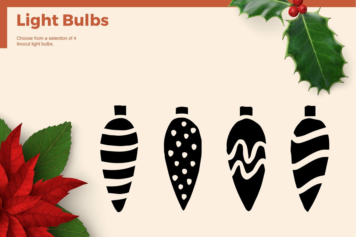 Christmas Linocut Vector Set Christmas Linocut Vector Set