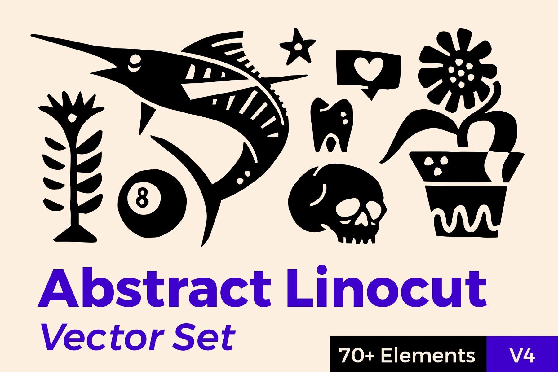 Abstract Linocut Vector Set IV 1