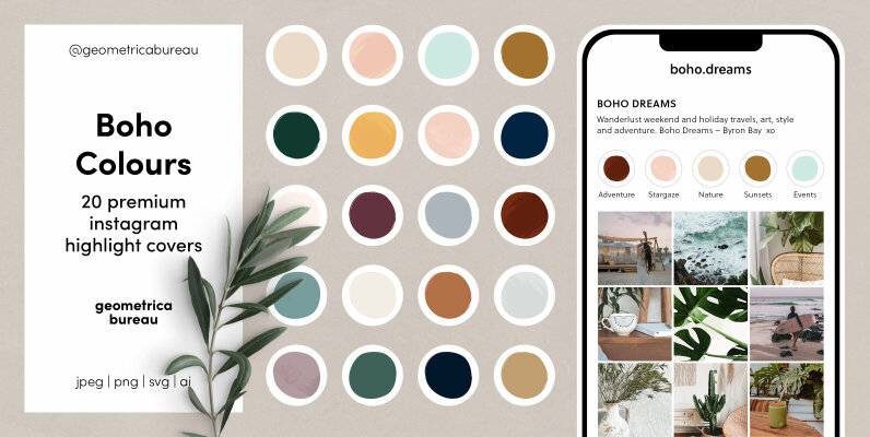 Instagram Highlight Covers Boho Colours