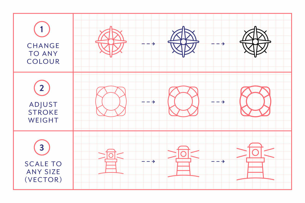 Nautical Line Icons 3
