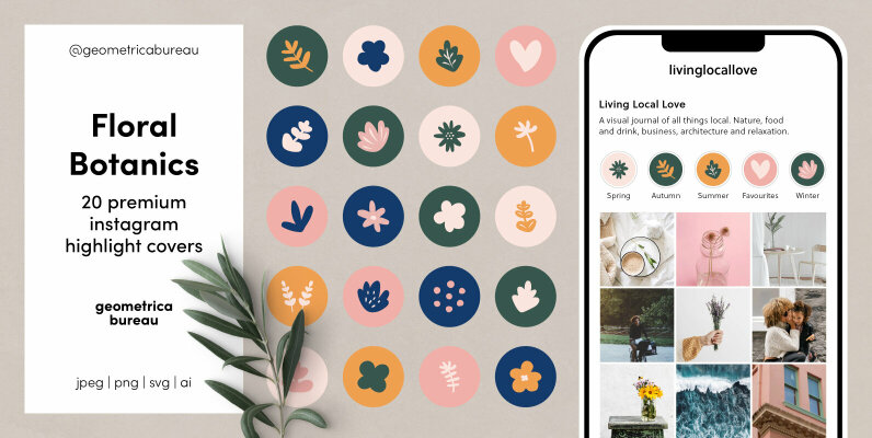 Instagram Highlight Covers Floral Botanics
