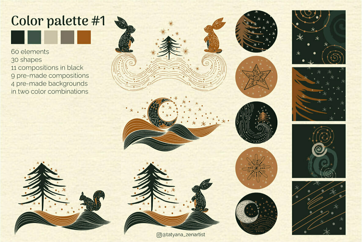 Abstract   Linear Winter wonderland Clipart Collection 2