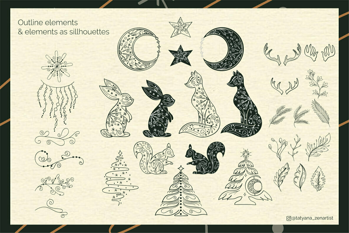 Abstract   Linear Winter wonderland Clipart Collection 3