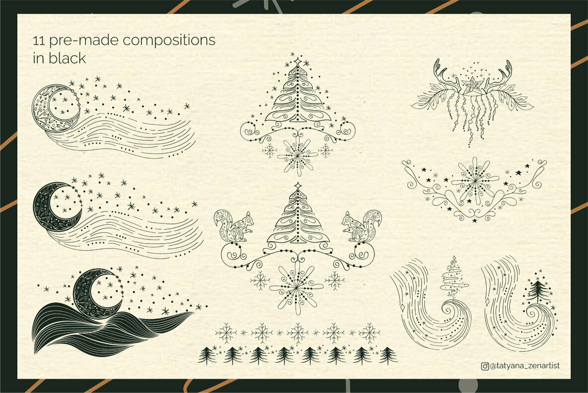 Abstract   Linear Winter wonderland Clipart Collection 5