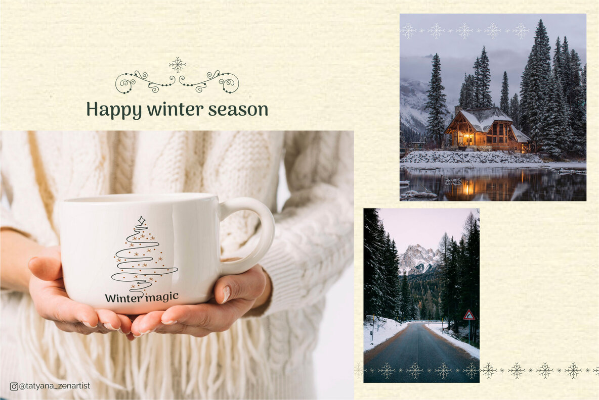 Abstract   Linear Winter wonderland Clipart Collection 6