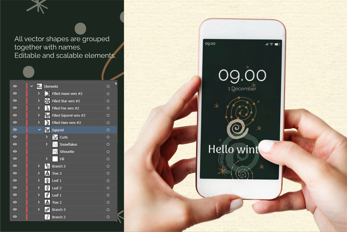 Abstract   Linear Winter wonderland Clipart Collection 7