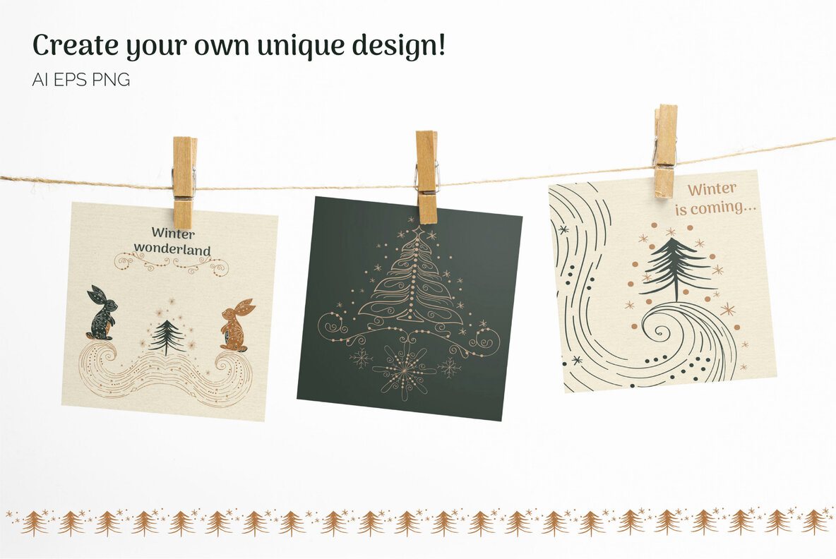 Abstract   Linear Winter wonderland Clipart Collection 8