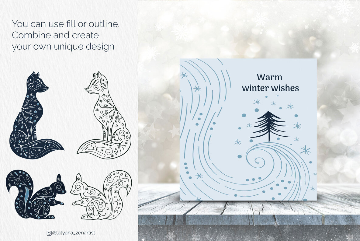 Abstract   Linear Winter wonderland Clipart Collection 10