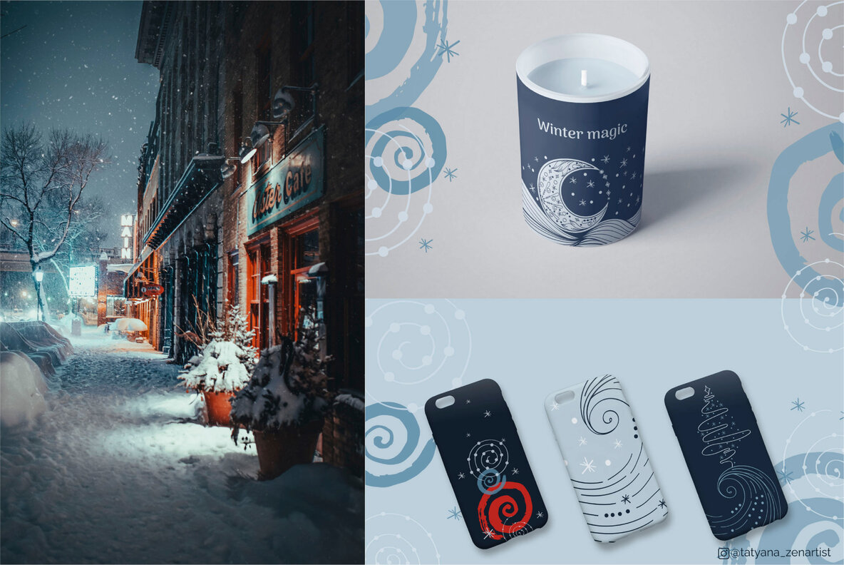 Abstract   Linear Winter wonderland Clipart Collection 11