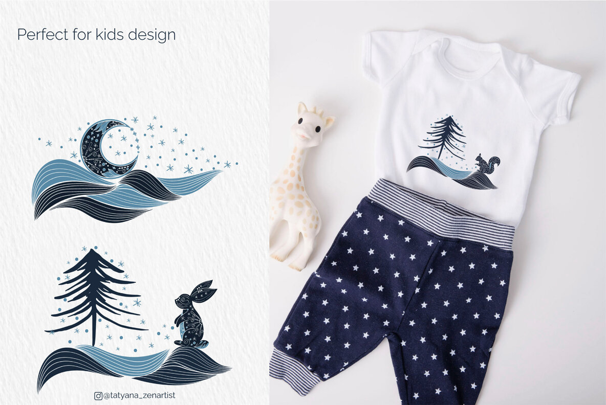 Abstract   Linear Winter wonderland Clipart Collection 12