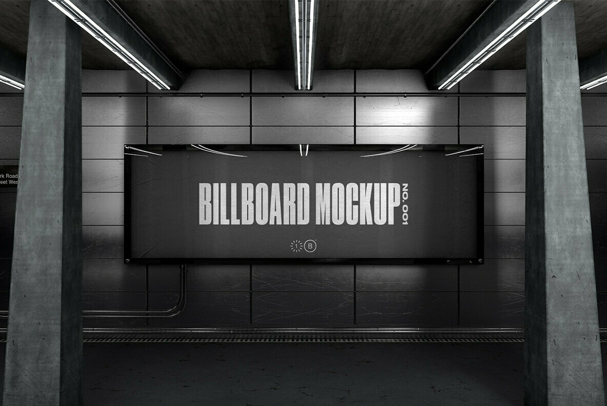 Subway Billboard Mockup No 001 Subway Billboard Mockup No 001