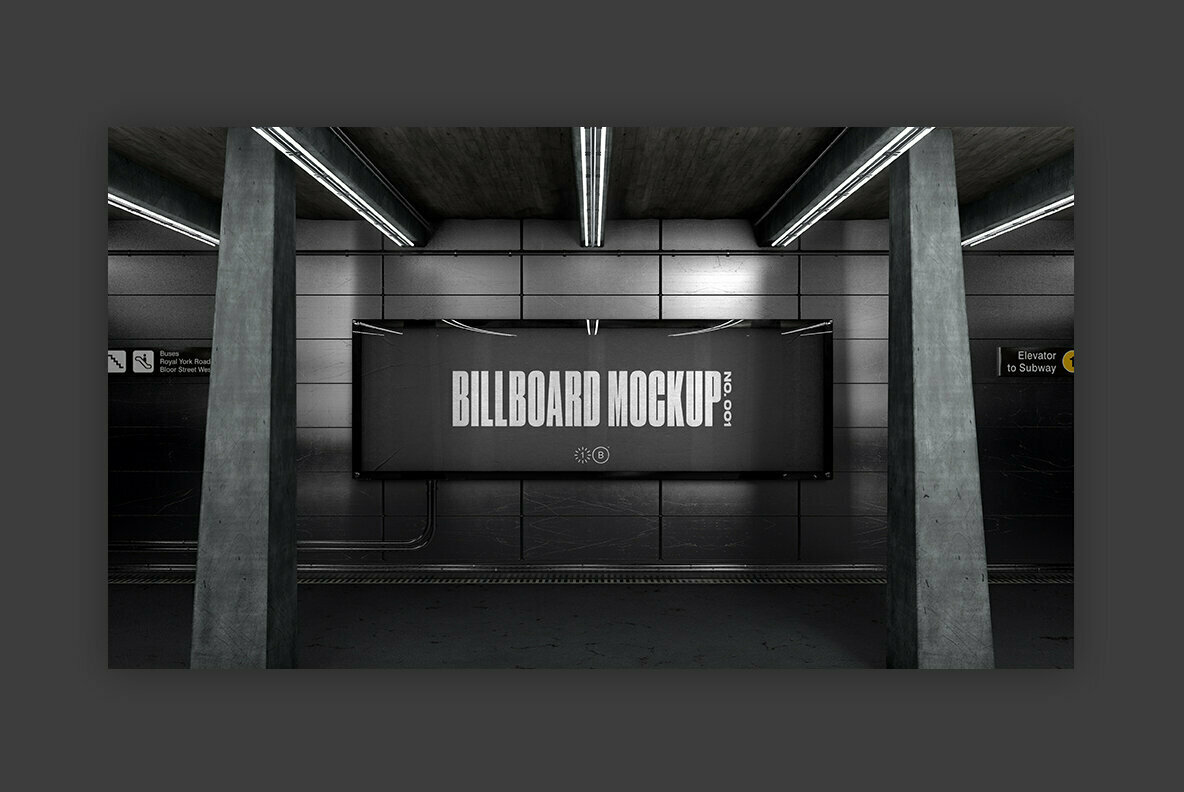 Subway Billboard Mockup No 001 Subway Billboard Mockup No 001