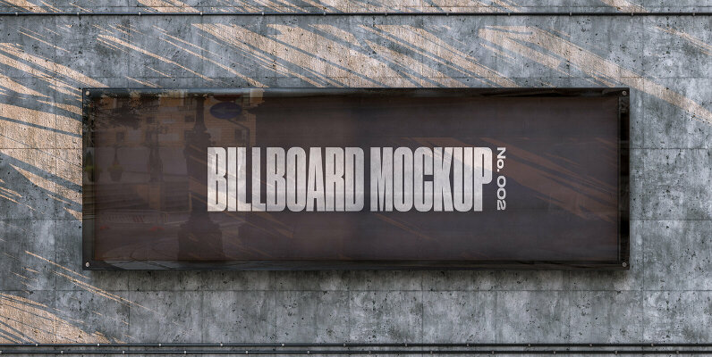 Concrete Wall Billboard Mockup   No  002