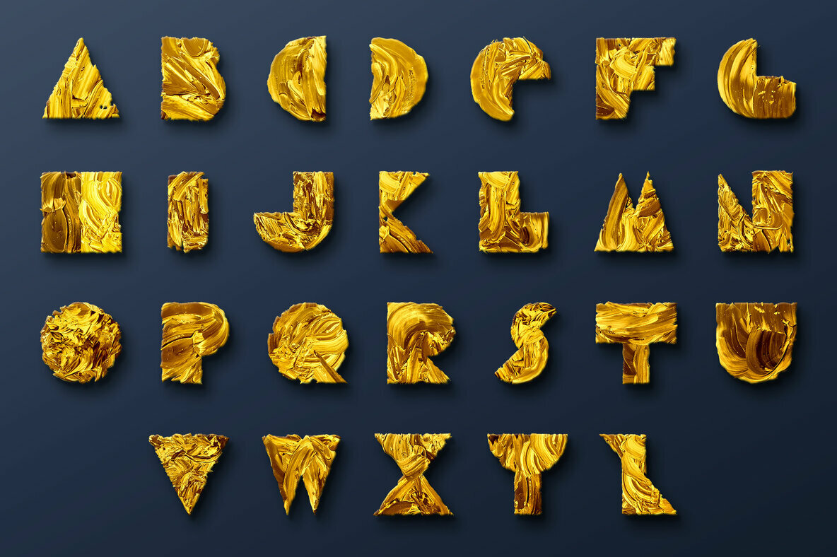 Gold Type     Geometric Gold Paint Alphabet