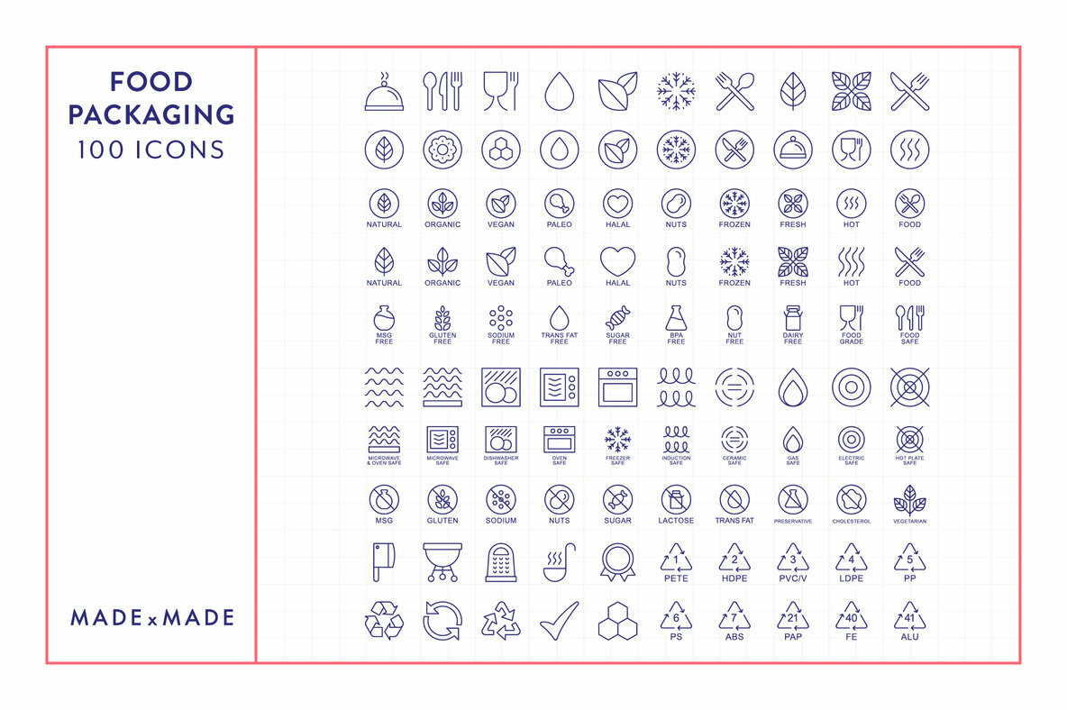 Food Packaging Line Icons 5
