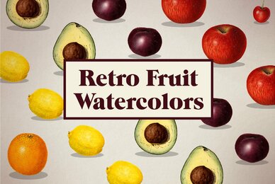 Vintage Fruit Watercolor Illustrations