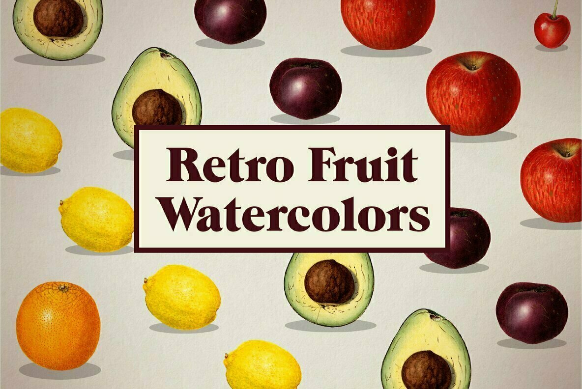 Vintage Fruit Watercolor Illustrations 1