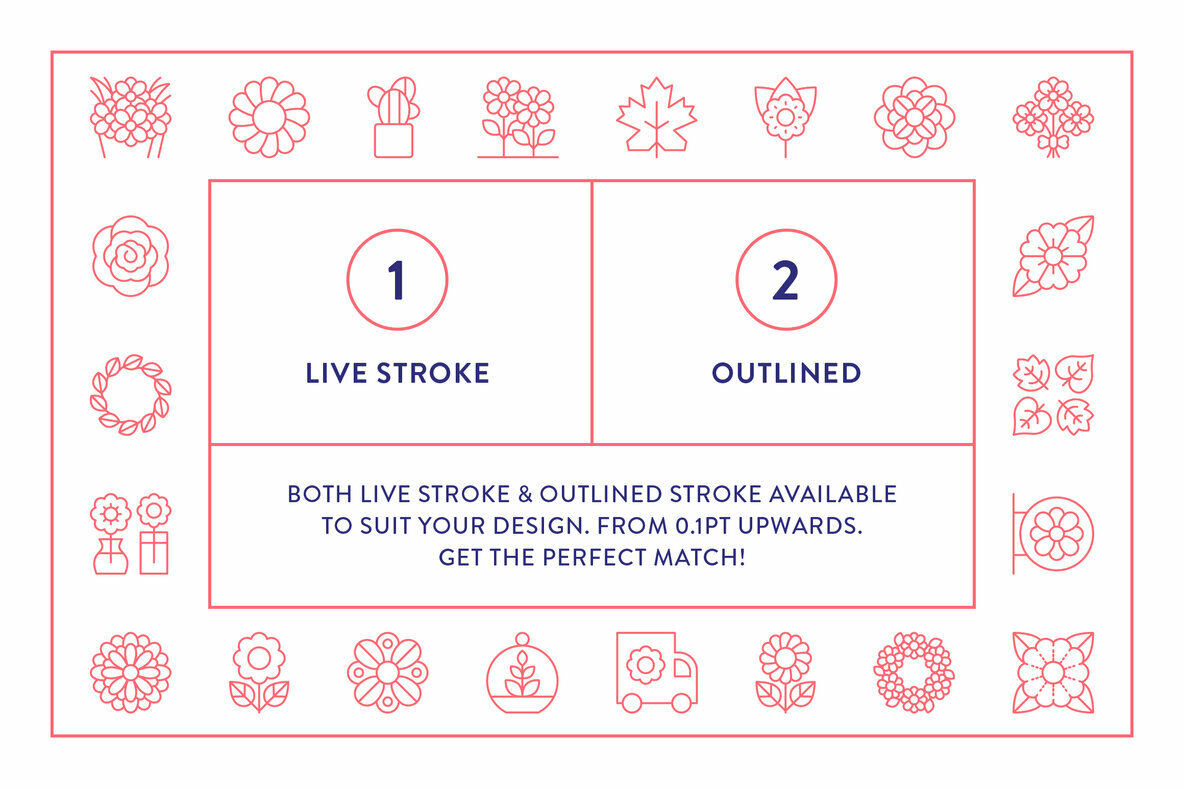 Floral Line Icons 4