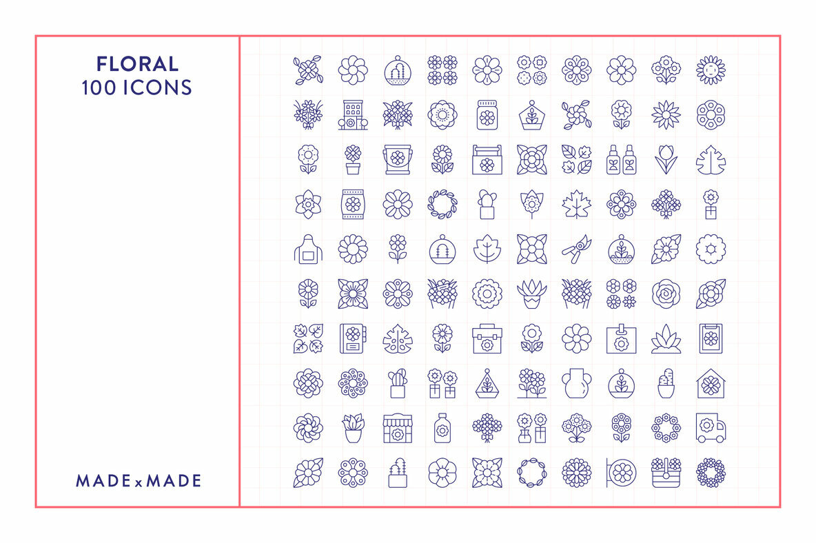 Floral Line Icons 5