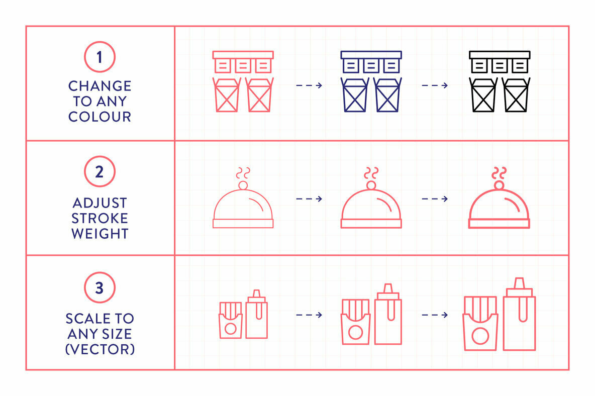 Restaurant Line Icons 3