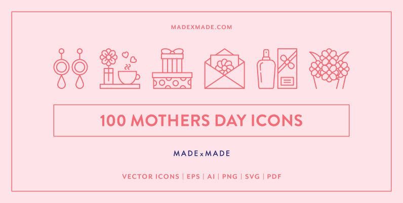 Mothers Day Line Icons