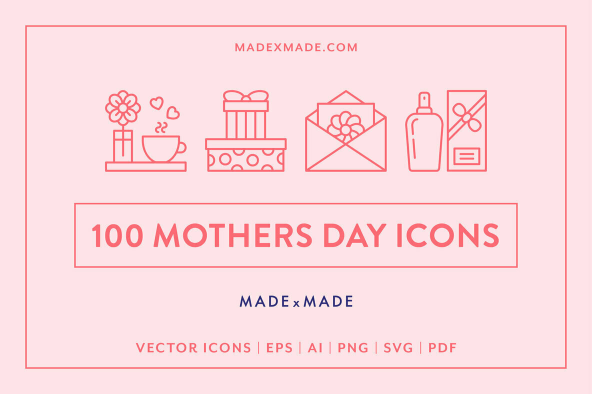 Mothers Day Line Icons 1