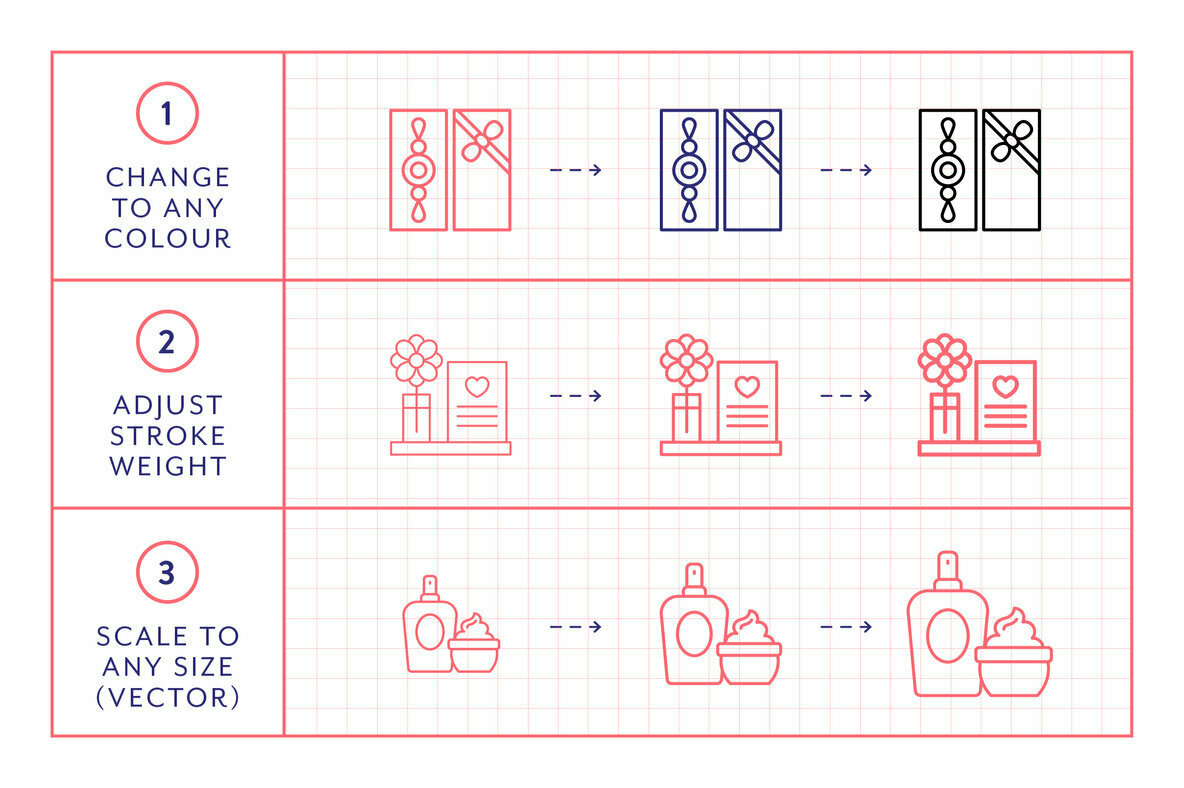 Mothers Day Line Icons 3